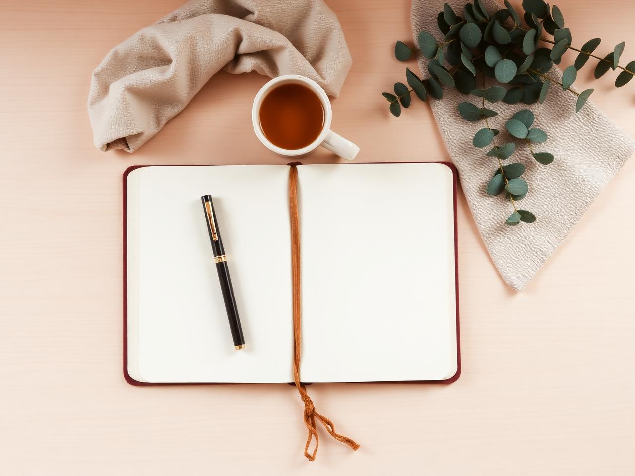 Notebook, pen and a cup of chai for pregnancy and fertility planning